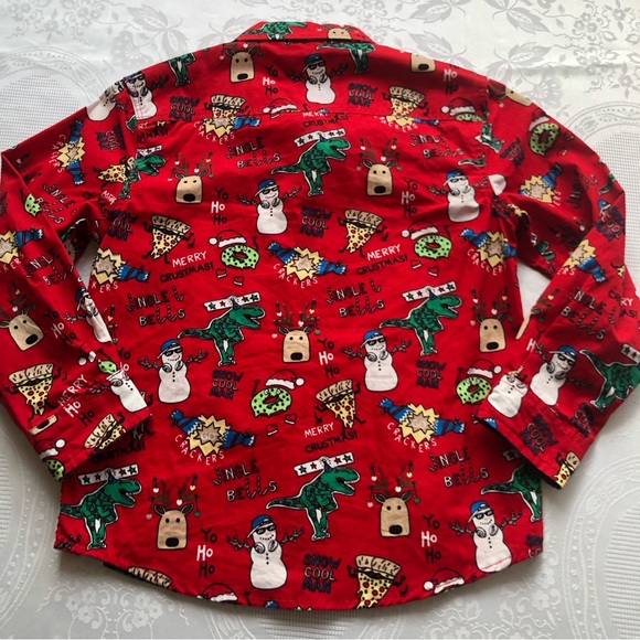 Free Planet Little Boys Size 7 (XL) Red Christmas Shirt Long Sleeves Button-Up - Picture 10 of 14
